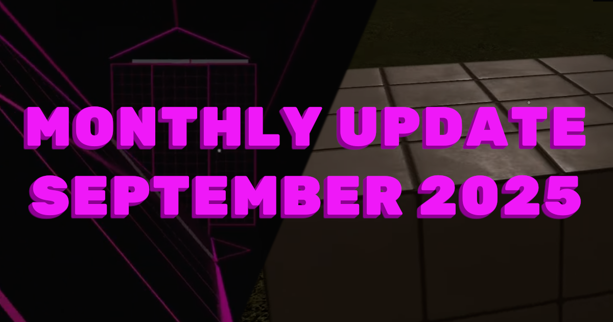 Screenshot of surf_kitsune and plastic cube with metalness-roughness texture. The text "Monthly Update September 2025" is overlaid